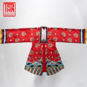 Bộ áo Nhật Bình nữ – đỏ đậm, chất liệu gấm thêu hoa văn phượng ổ 6 ao Nhat Binh nu – do dam chat lieu gam theu hoa van phuong o 3