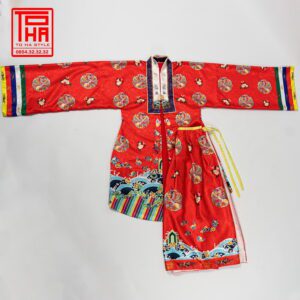 Bộ áo Nhật Bình nữ – đỏ đậm, chất liệu gấm thêu hoa văn phượng ổ 5 ao Nhat Binh nu – do dam chat lieu gam theu hoa van phuong o 4