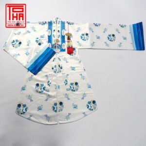 Bộ áo Nhật Bình nữ – trắng, vải tafta in họa tiết ngư quần hội 5 ao Nhat Binh nu – trang vai tafta in hoa tiet ngu quan hoi 5