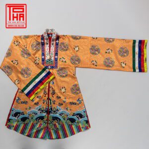 Bộ áo Nhật Bình nữ – vàng đậm, chất liệu gấm thêu hoa văn phượng ổ 5 ao Nhat Binh nu – vang dam chat lieu gam theu hoa van phuong o 2