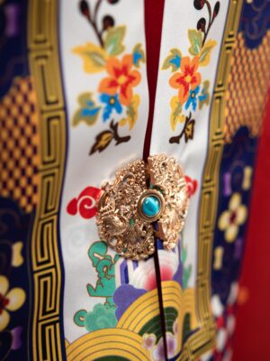 Bo ao Nhat Binh nu Do tuoi chat vai tafta in hoa tiet o phuong 3