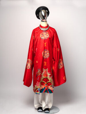 Bộ áo Tấc - Đỏ tươi ,chất liệu gấm thêu họa tiết Long Lân cát tường