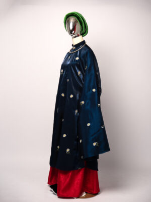 Bo ao Tac Nu Xanh Dam chat lieu gam theu hoa tiet hoa cuc trang 2