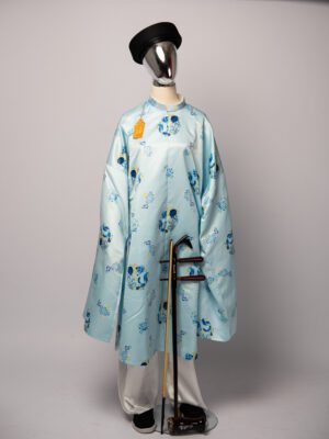 Bộ áo Tấc nam - xanh ngọc lam nhạt, chất vải tafta in họa tiết hải ngư thủy mẫu