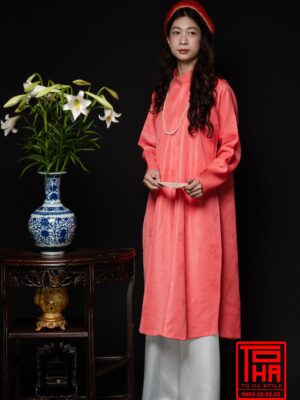 Cho thue ao Ngu Than hong dao chat lieu gam hoa tiet hoa nhi det chim 2