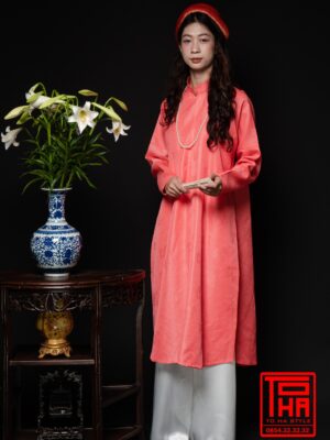 Cho thue ao Ngu Than hong dao chat lieu gam hoa tiet hoa nhi det chim 3