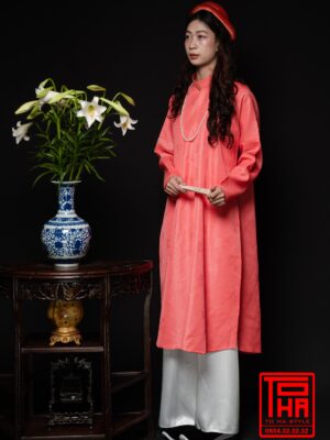 Cho thue ao Ngu Than hong dao chat lieu gam hoa tiet hoa nhi det chim 7