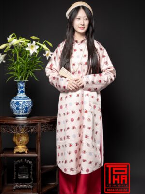 Cho thue ao Ngu Than trang kem chat lieu vai tafta in hoa tiet linh van va trien do 2