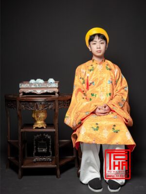 Cho thue ao Tac nam vang cam chat lieu gam in chim hoa van cat tuong 4