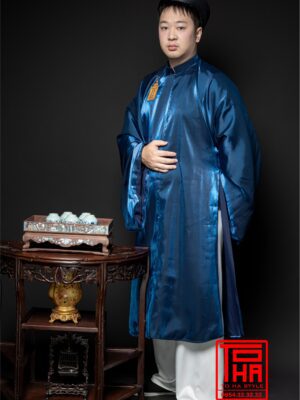 Cho thue ao Tac xanh lam dam chat lieu gam 3