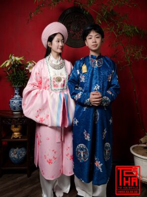 Cho thue bo ao Ngu Than nam xanh lam dam chat lieu gam det chim hoa van ky lan van tho 5