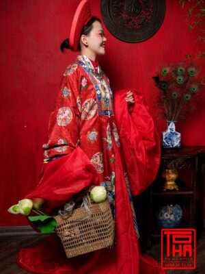 Cho thue bo ao Nhat Binh Nu do tuoi chat lieu gam theu hoa tiet phuong va hoa dao 10