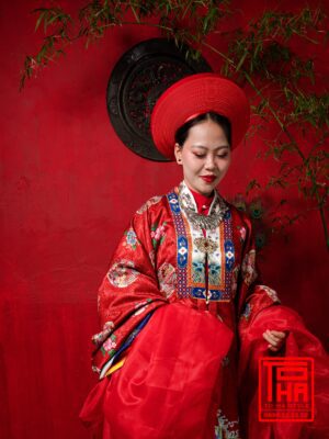 Cho thue bo ao Nhat Binh Nu do tuoi chat lieu gam theu hoa tiet phuong va hoa dao 12