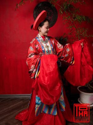 Cho thue bo ao Nhat Binh Nu do tuoi chat lieu gam theu hoa tiet phuong va hoa dao 4