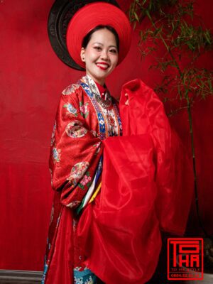 Cho thue bo ao Nhat Binh Nu do tuoi chat lieu gam theu hoa tiet phuong va hoa dao 8