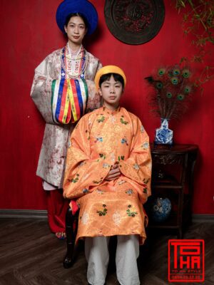 Cho thuê bộ áo Nhật Bình - hồng phấn, chất liệu gấm thêu hoa