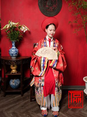 Cho thue bo ao Nhat Binh nu Do tuoi chat vai tafta in hoa tiet o phuong 2