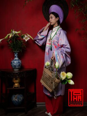 Cho thue bo ao Nhat Binh nu tim vai tafta in hoa tiet hoa dao 3