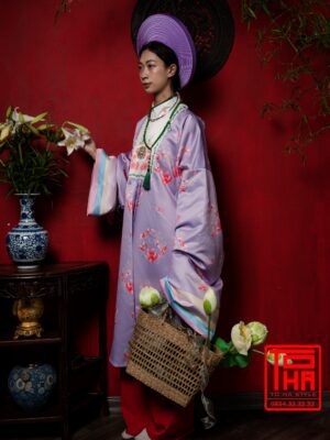 Cho thue bo ao Nhat Binh nu tim vai tafta in hoa tiet hoa dao 4