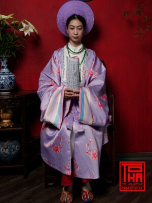 Cho thue bo ao Nhat Binh nu tim vai tafta in hoa tiet hoa dao 6