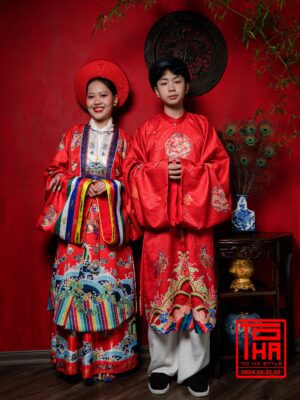 Cho thue bo ao Tac nam Do tuoi chat lieu gam theu hoa tiet Long Lan cat tuong 3