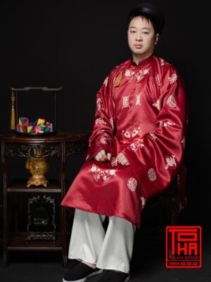 Cho thue bo ao Tac nam do do vai tafta in hoa tiet Phuc Tho Mau Don 4